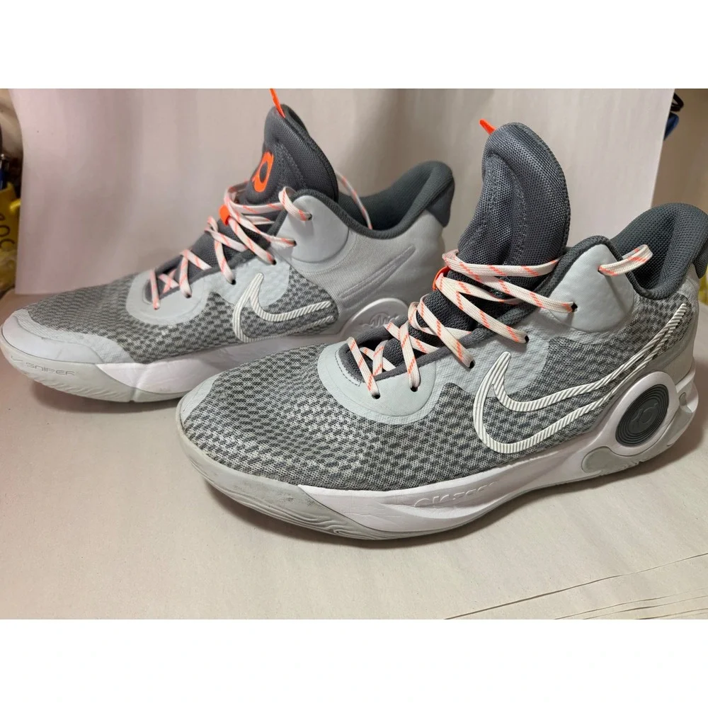 Nike KD‎ Trey 5 X Grey White Orange Basketball Shoes CW3400-011 Mens 13